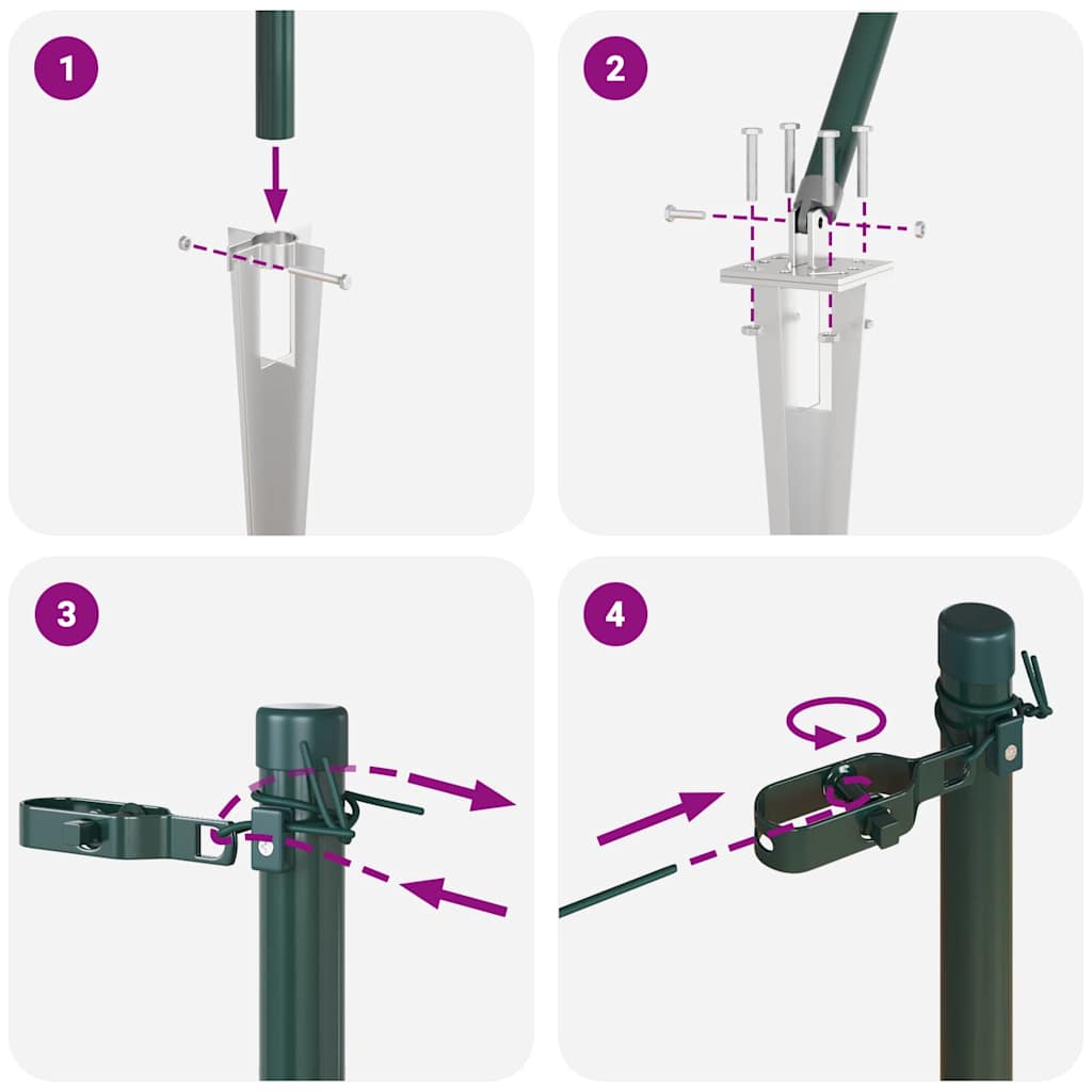 Ground Spike Fence Post 13 pcs Green Powder-Coated Steel
