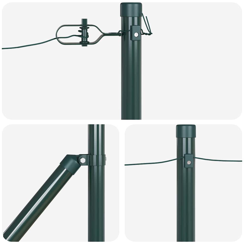 Ground Spike Fence Post 7 pcs Green Powder-Coated Steel
