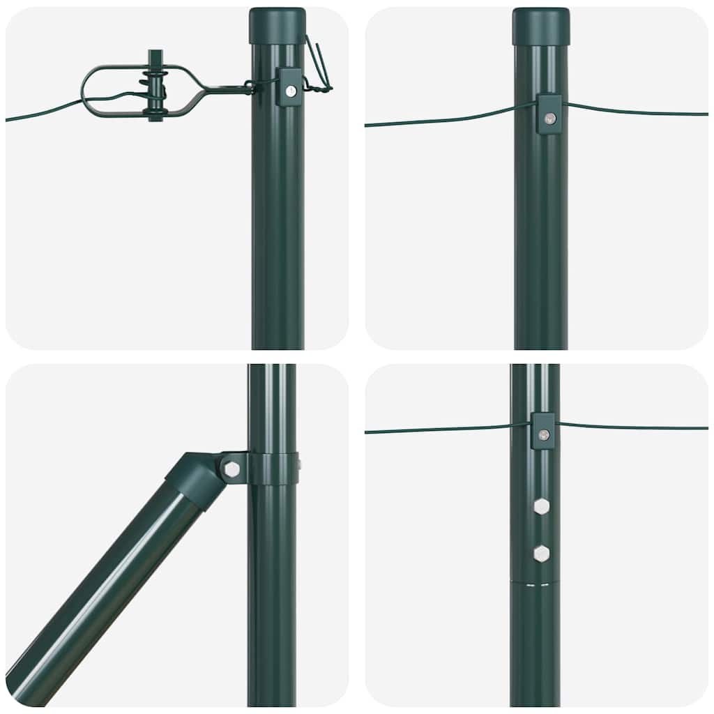 Ground Spike Fence Post 13 pcs Green Powder-Coated Steel