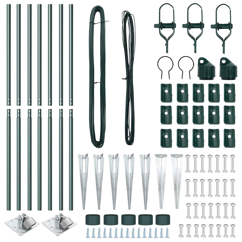 Ground Spike Fence Post 7 pcs Green Powder-Coated Steel