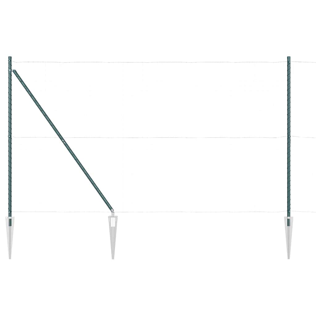 Ground Spike Fence Post 13 pcs Green Powder-Coated Steel