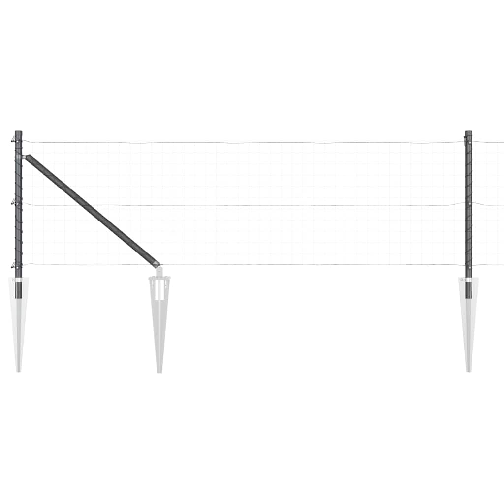 Ground Spike Fence Post 7 pcs Grey Powder-Coated Steel