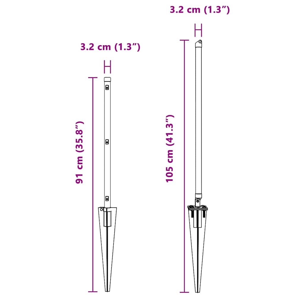 Ground Spike Fence Post 7 pcs Grey Powder-Coated Steel