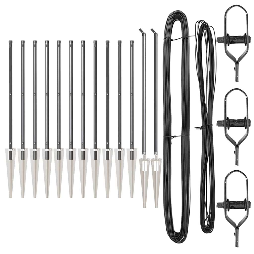 Ground Spike Fence Post 13 pcs Grey Powder-Coated Steel