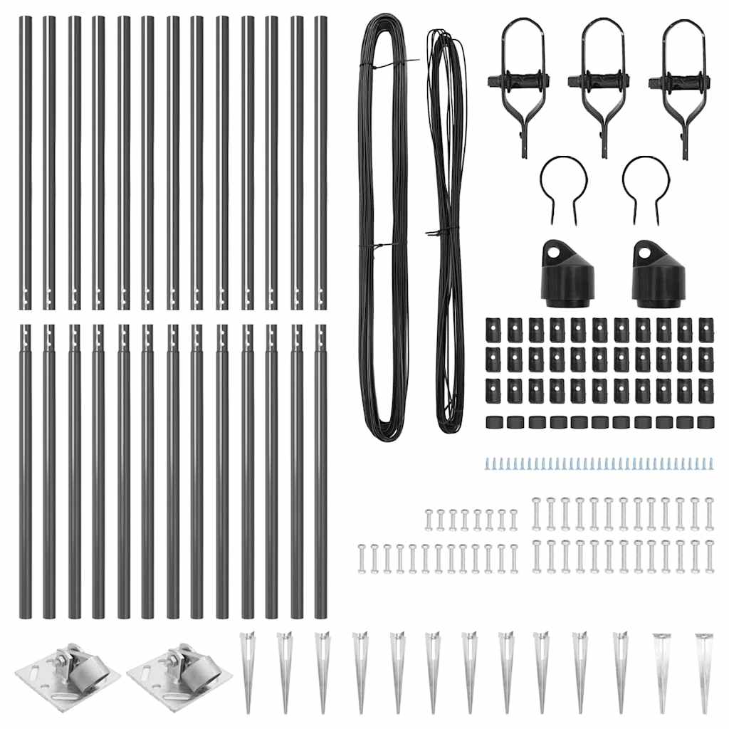 Ground Spike Fence Post 13 pcs Grey Powder-Coated Steel
