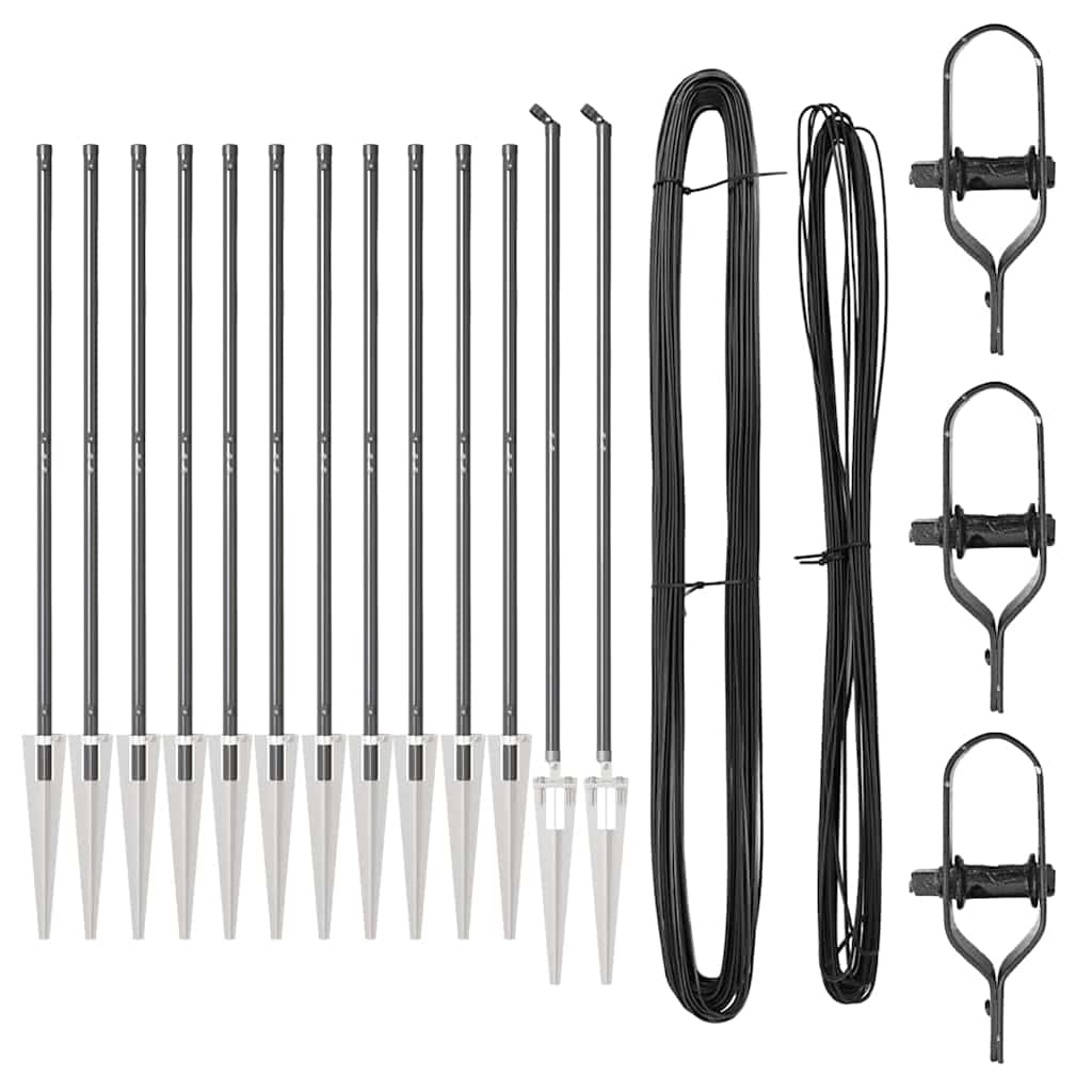 Ground Spike Fence Post 13 pcs Grey Powder-Coated Steel