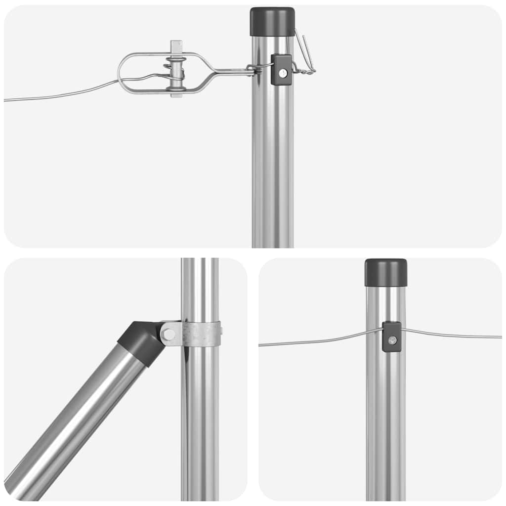 Ground Spike Fence Post 7 pcs Silver Powder-Coated Steel