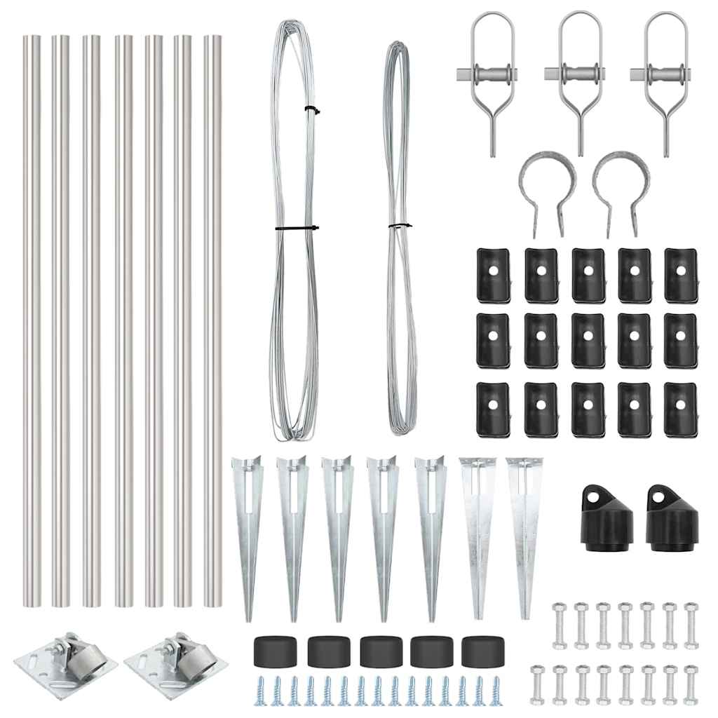 Ground Spike Fence Post 7 pcs Silver Powder-Coated Steel