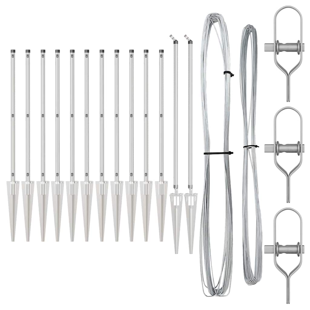 Ground Spike Fence Post 13 pcs Silver Powder-Coated Steel