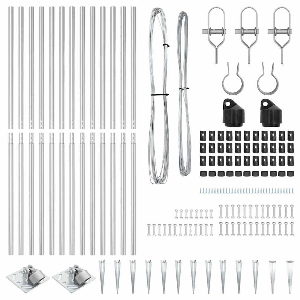 Ground Spike Fence Post 13 pcs Silver Powder-Coated Steel