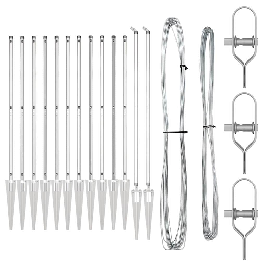 Ground Spike Fence Post 13 pcs Silver Powder-Coated Steel