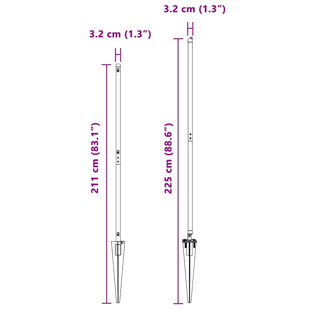 Ground Spike Fence Post 13 pcs Silver Powder-Coated Steel