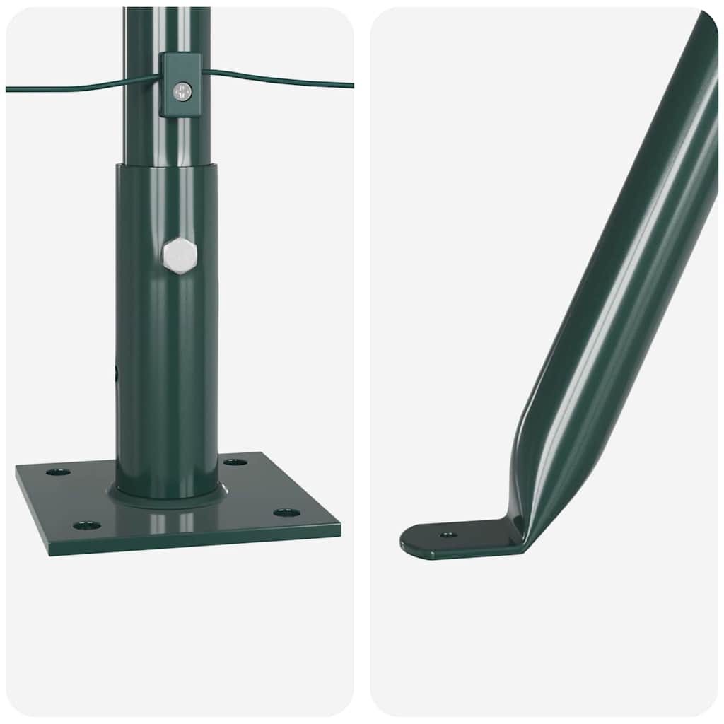 Fence Post with Concrete Base 13 pcs Green Powder-Coated Steel
