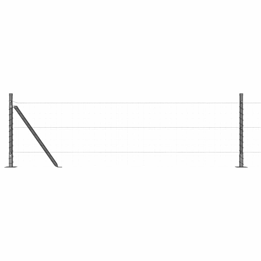 Fence Post with Concrete Base 7 pcs Grey Powder-Coated Steel