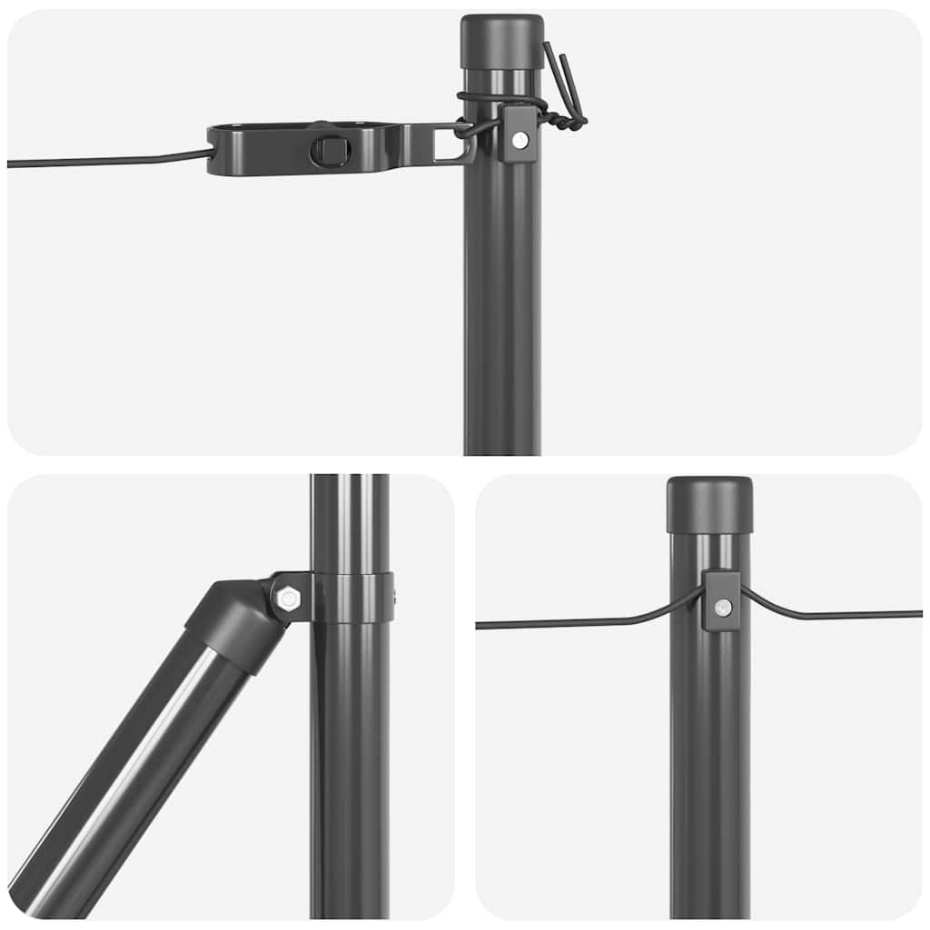 Fence Post with Concrete Base 13 pcs Grey Powder-Coated Steel