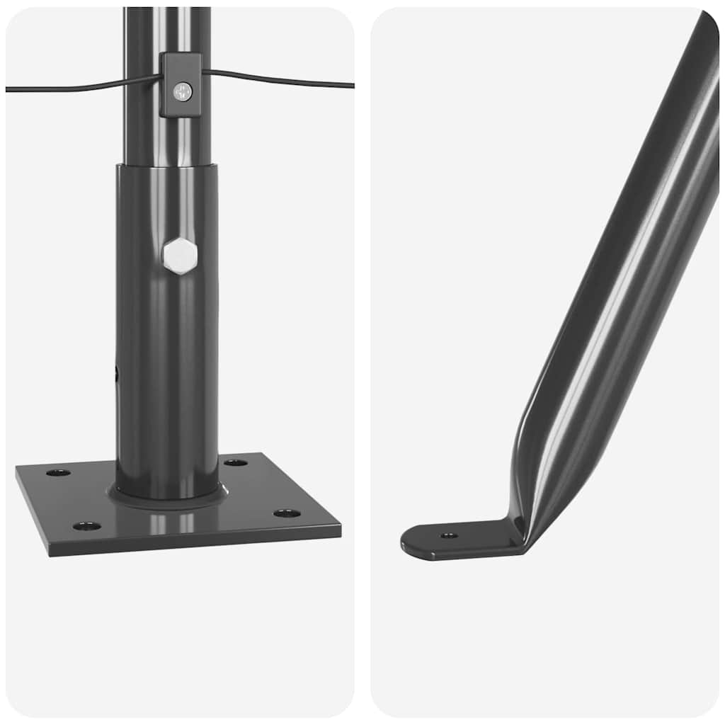 Fence Post with Concrete Base 7 pcs Grey Powder-Coated Steel