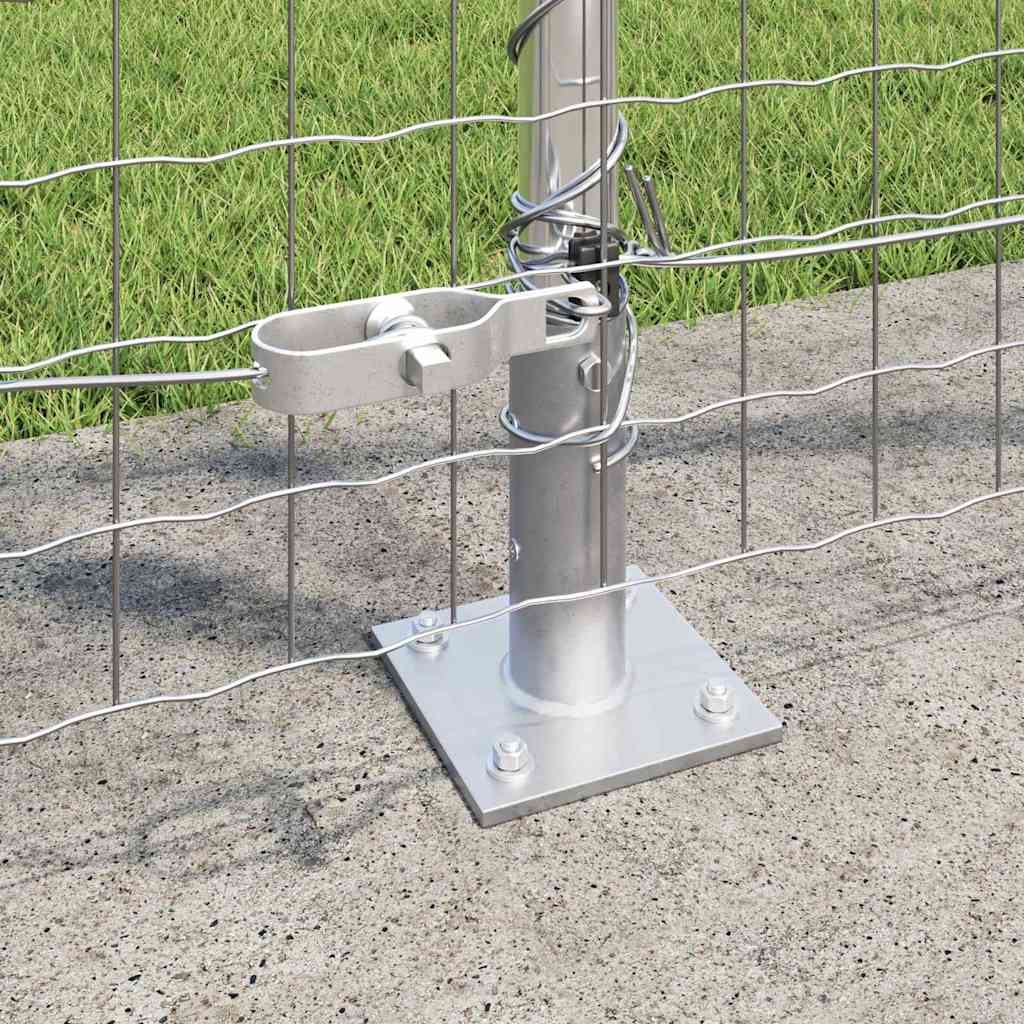 Fence Post with Concrete Base 13 pcs Silver Powder-Coated Steel