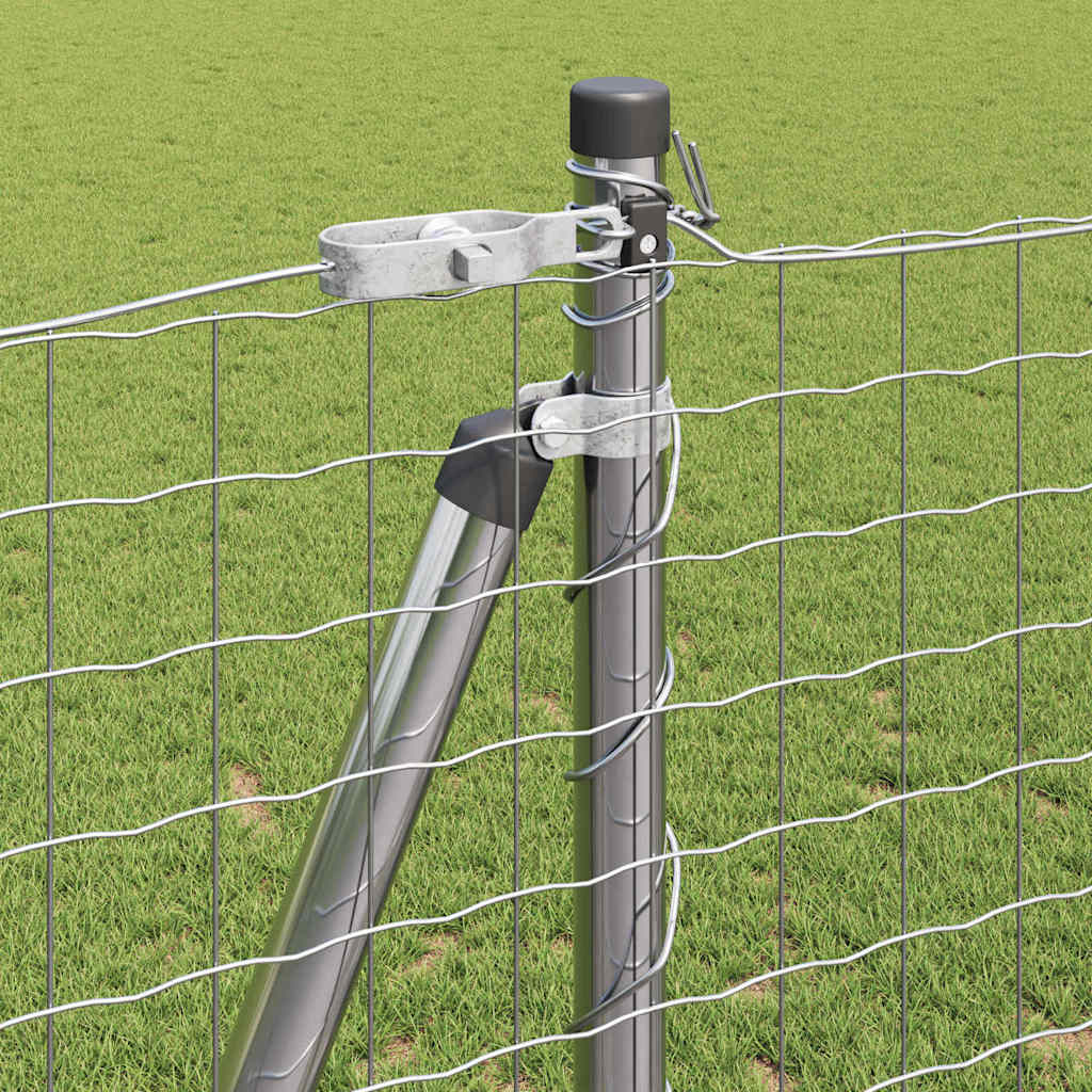 Fence Post with Concrete Base 13 pcs Silver Powder-Coated Steel