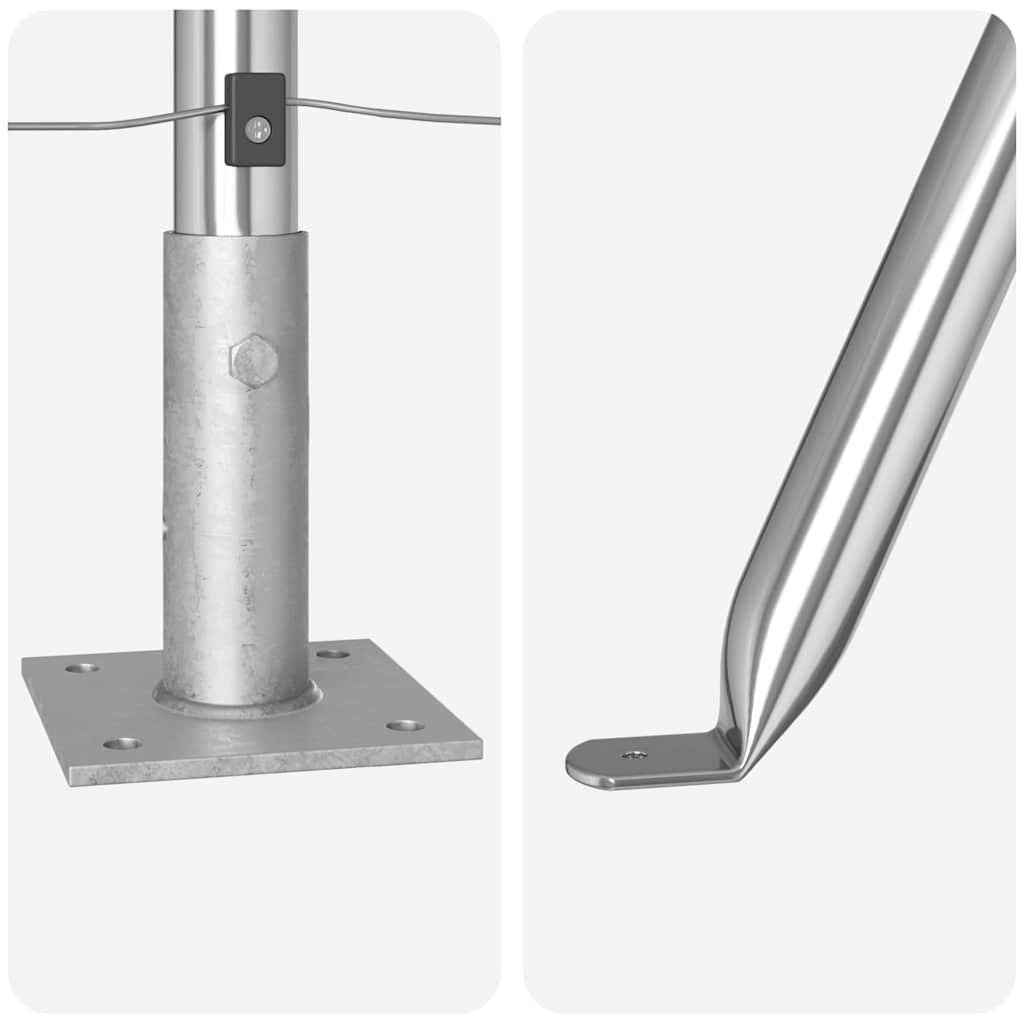 Fence Post with Concrete Base 13 pcs Silver Powder-Coated Steel