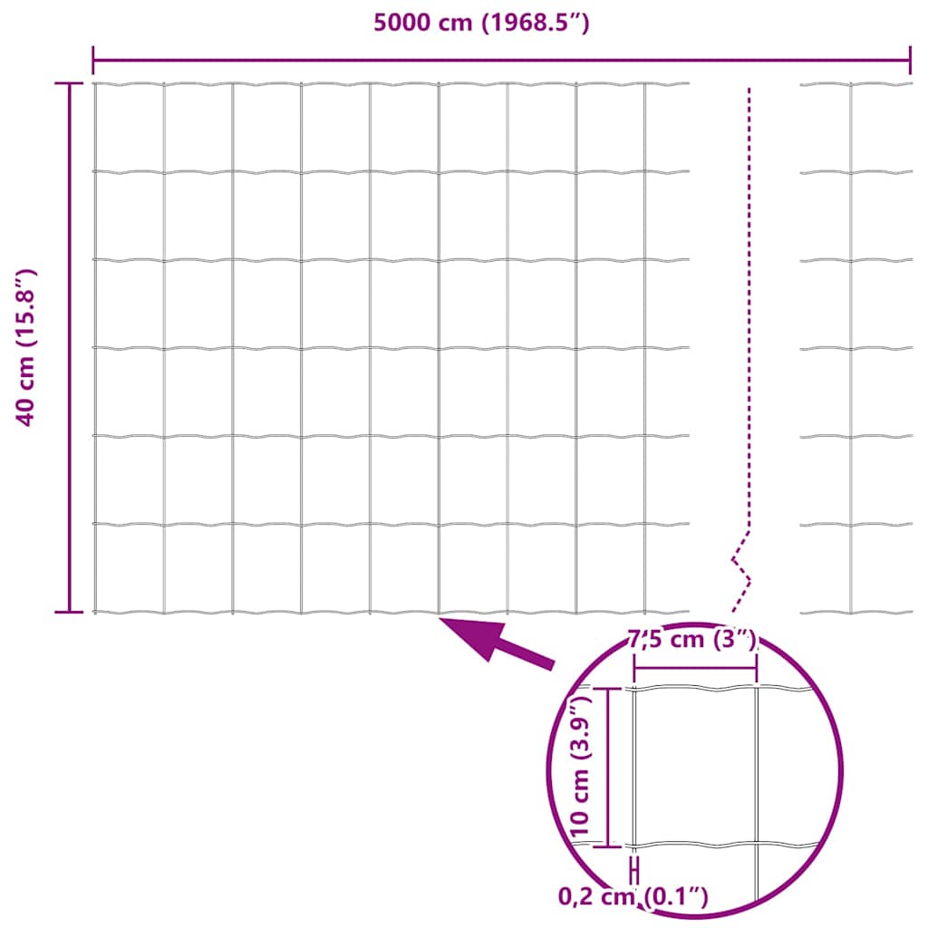 Euro Fence 0.4 x 50 m PVC-coated iron