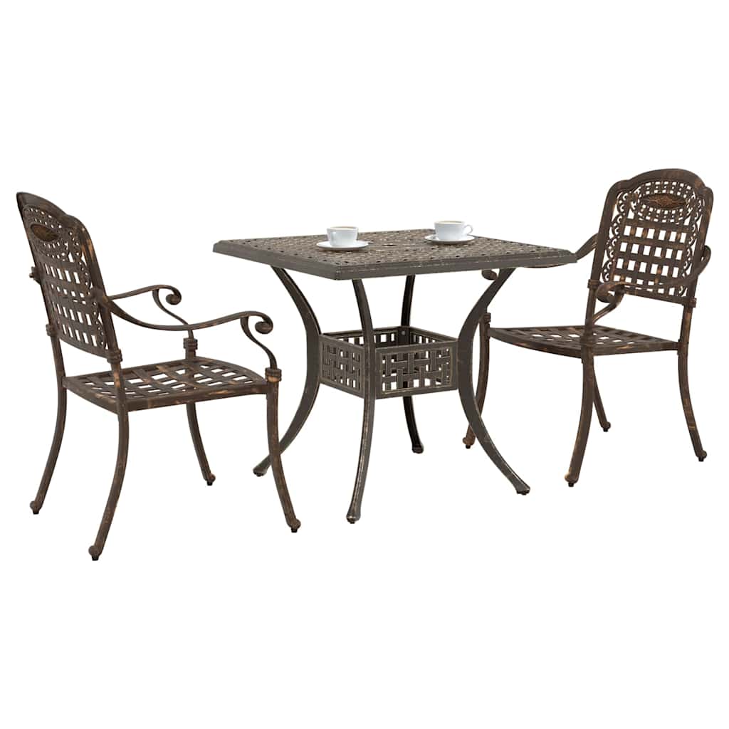 Garden Table Set 3 pcs Bronze Cast Aluminium