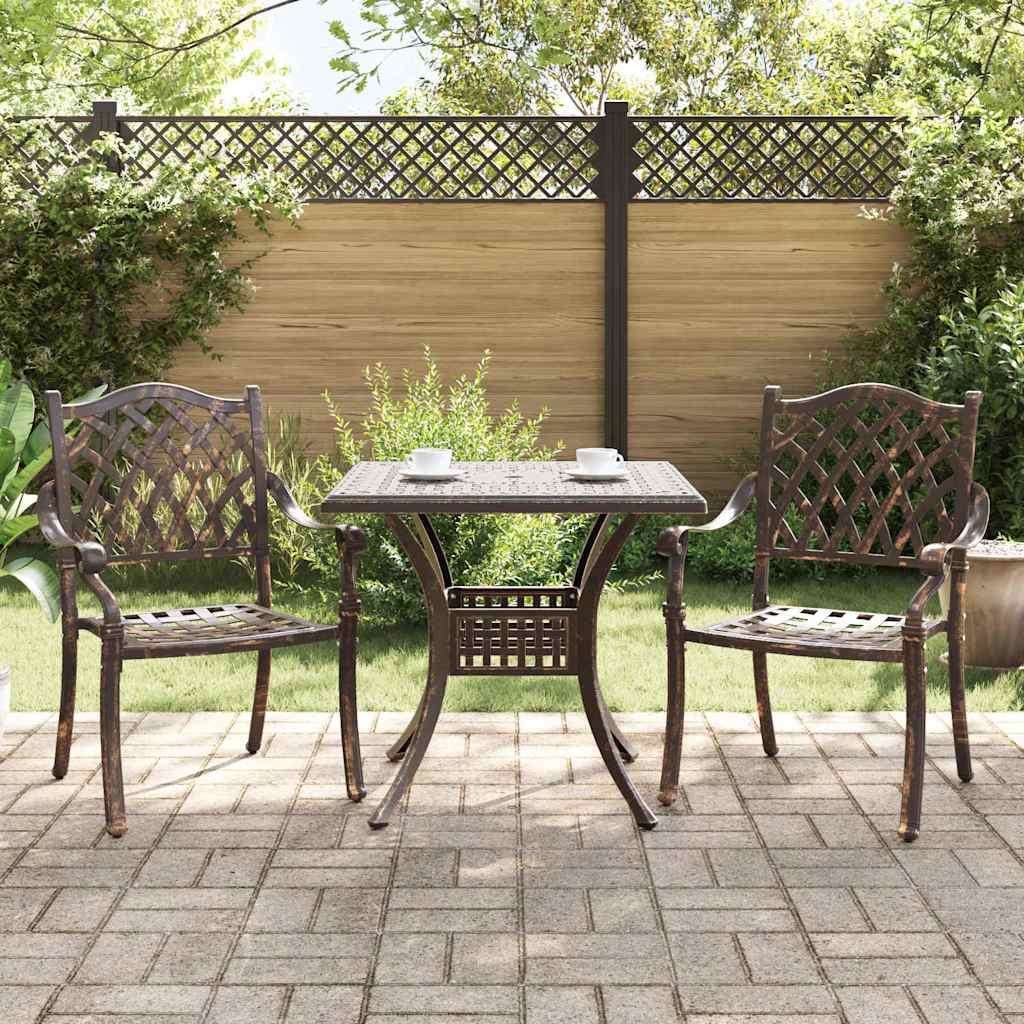 Garden Table Set 3 pcs Bronze Cast Aluminium