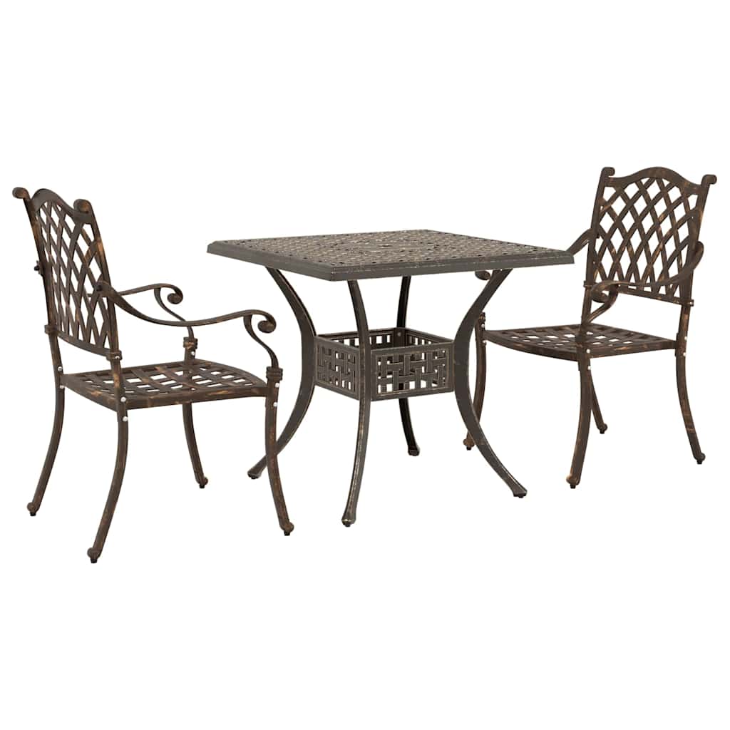 Garden Table Set 3 pcs Bronze Cast Aluminium