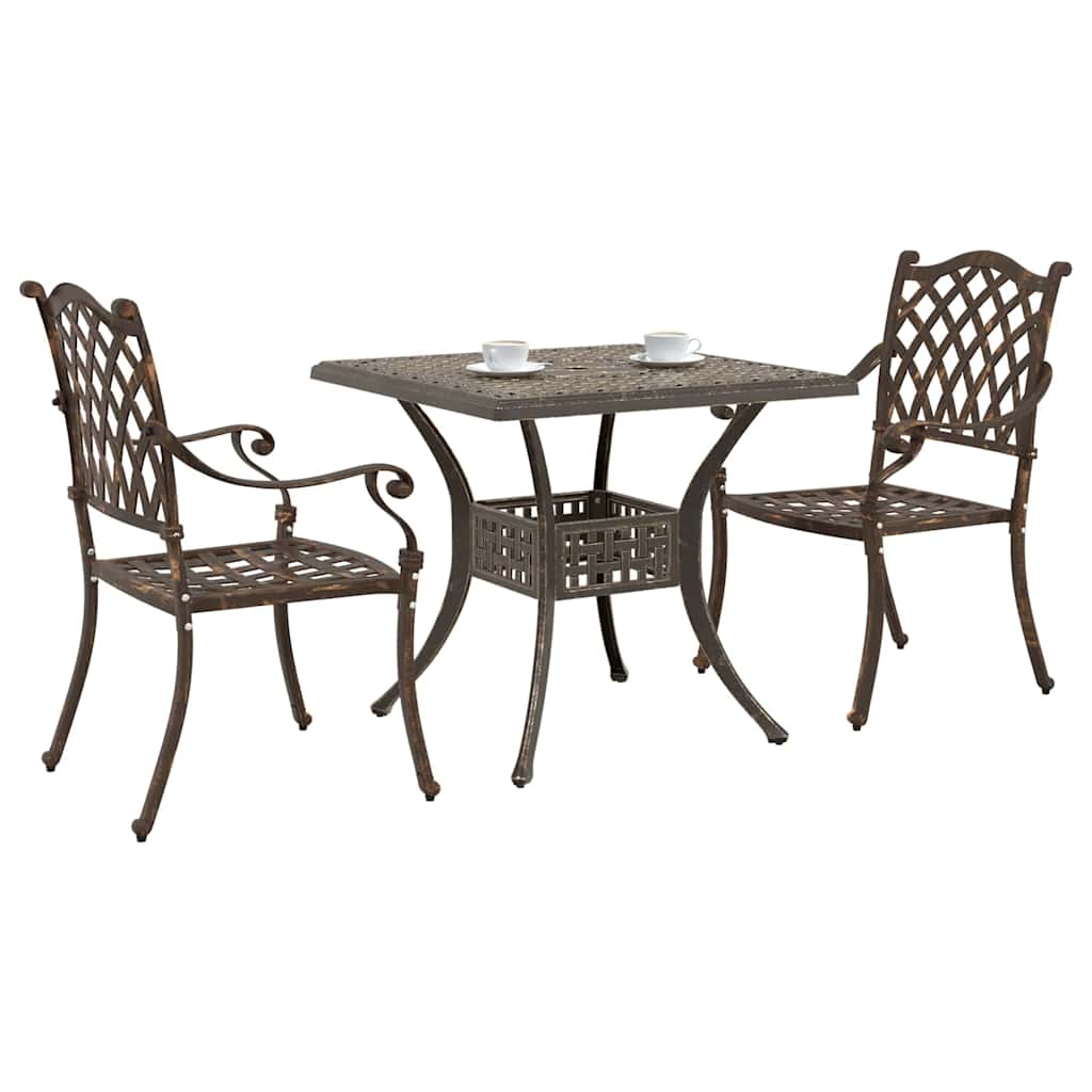 Garden Table Set 3 pcs Bronze Cast Aluminium
