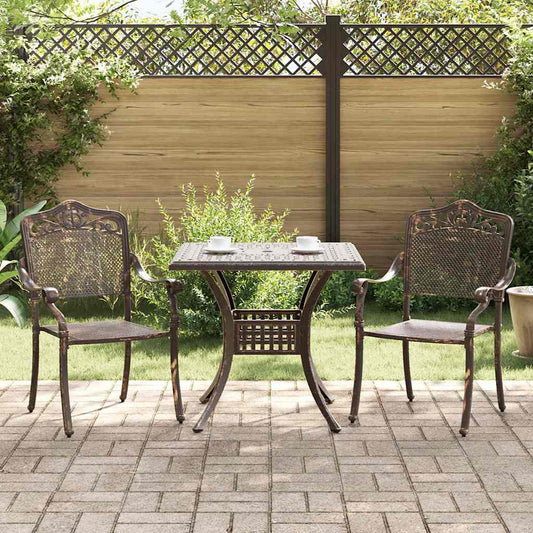 Garden Table Set 3 pcs Bronze Cast Aluminium