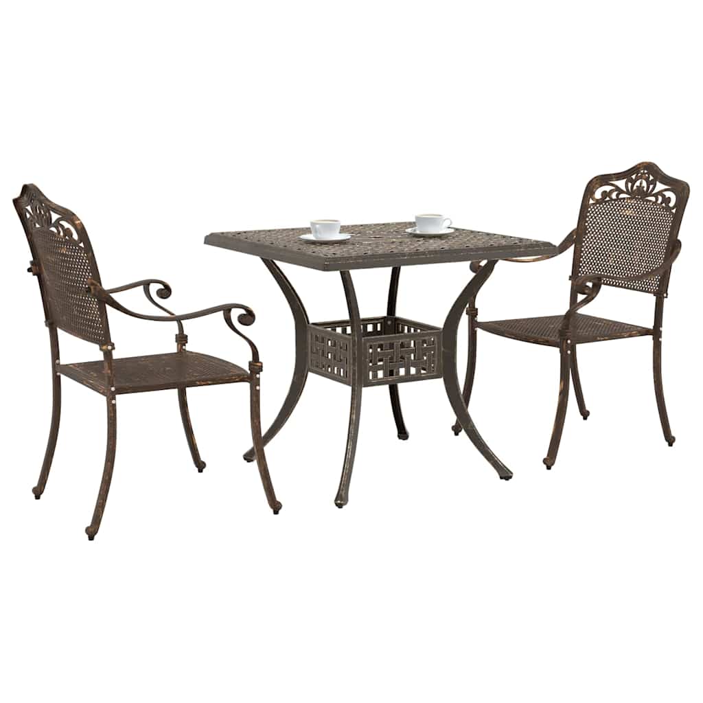 Garden Table Set 3 pcs Bronze Cast Aluminium