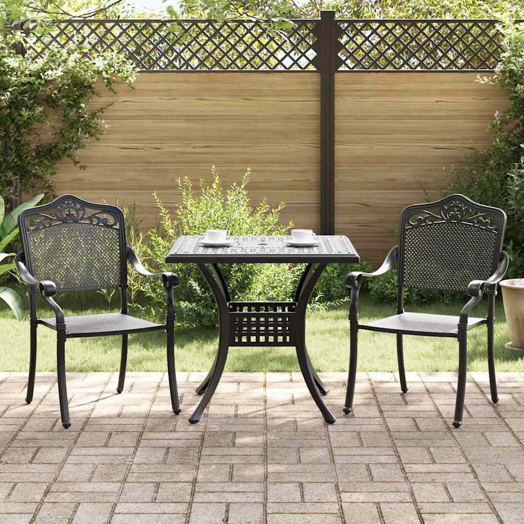 Garden Table Set 3 pcs Black Cast Aluminium