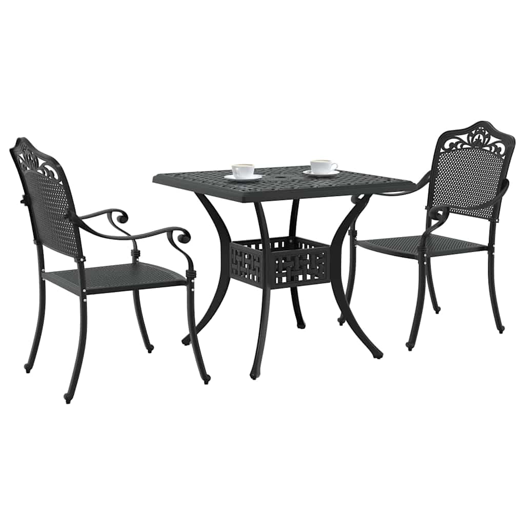 Garden Table Set 3 pcs Black Cast Aluminium