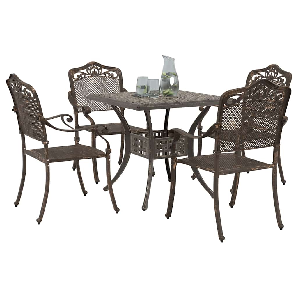 Garden Table Set 5 pcs Bronze Cast Aluminium
