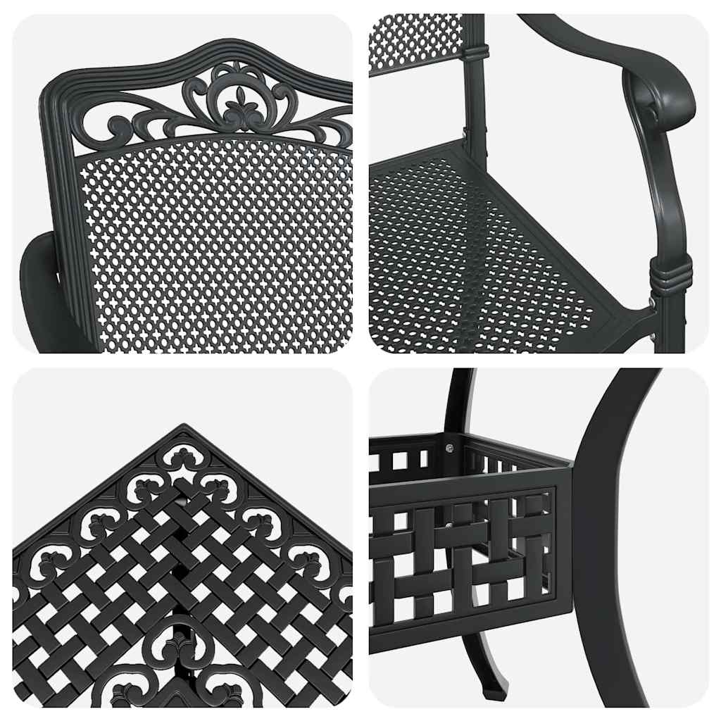 Garden Table Set 5 pcs Black Cast Aluminium