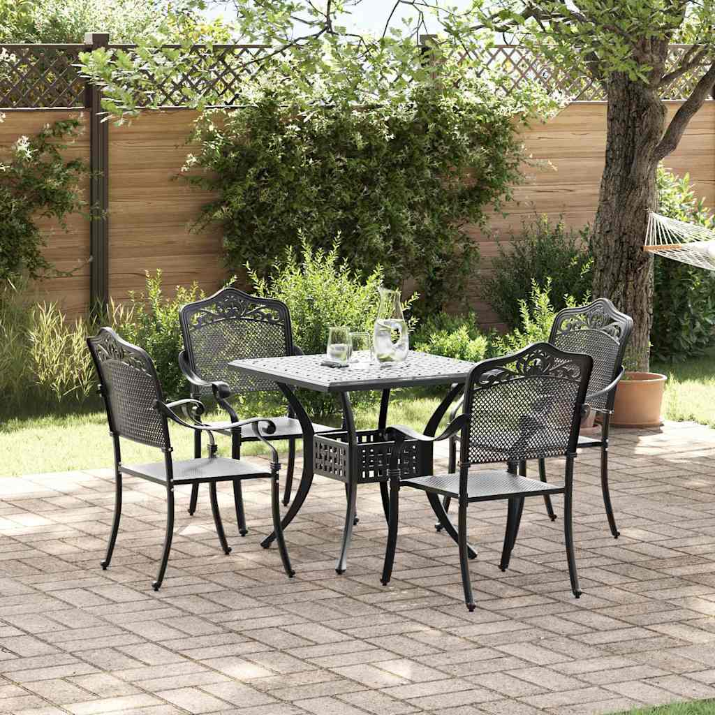 Garden Table Set 5 pcs Black Cast Aluminium
