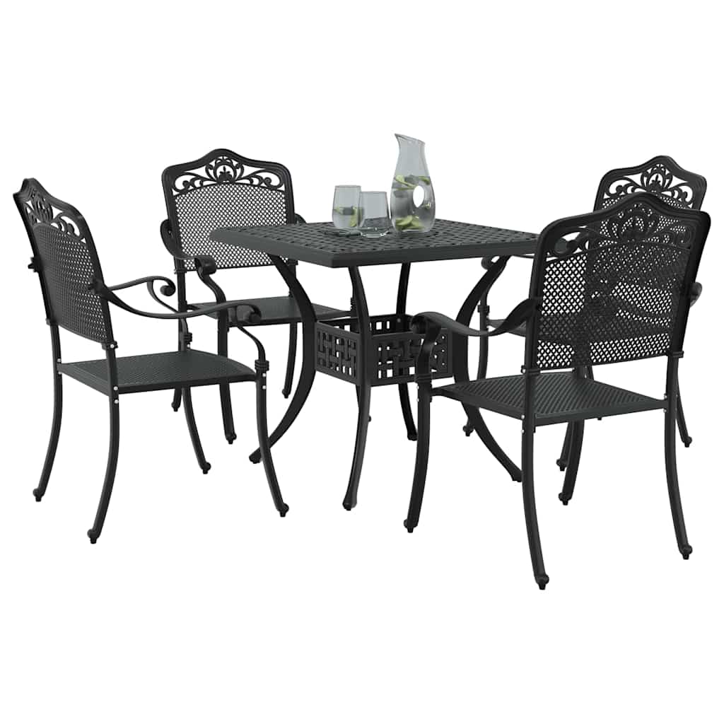 Garden Table Set 5 pcs Black Cast Aluminium