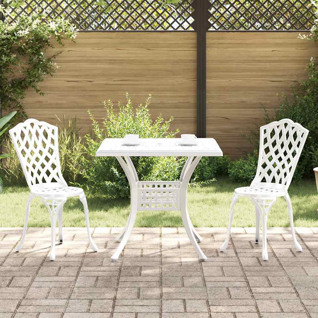 Garden Table Set 3 pcs White Cast Aluminium