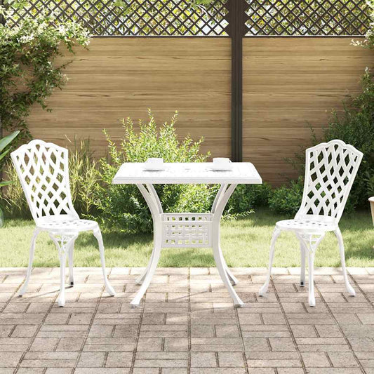 Garden Table Set 3 pcs White Cast Aluminium