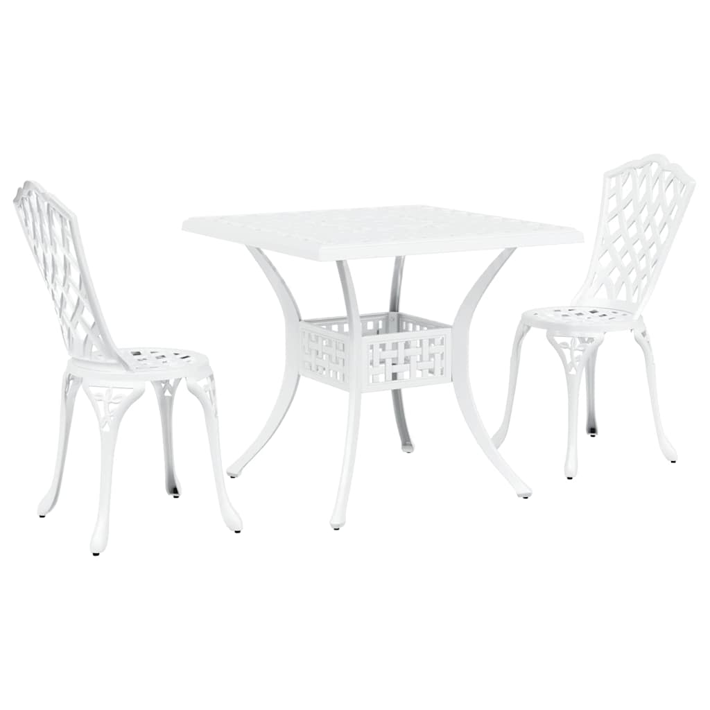 Garden Table Set 3 pcs White Cast Aluminium