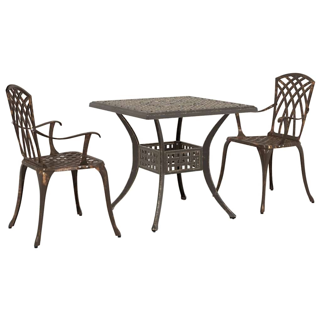 Garden Table Set 3 pcs Bronze Cast Aluminium