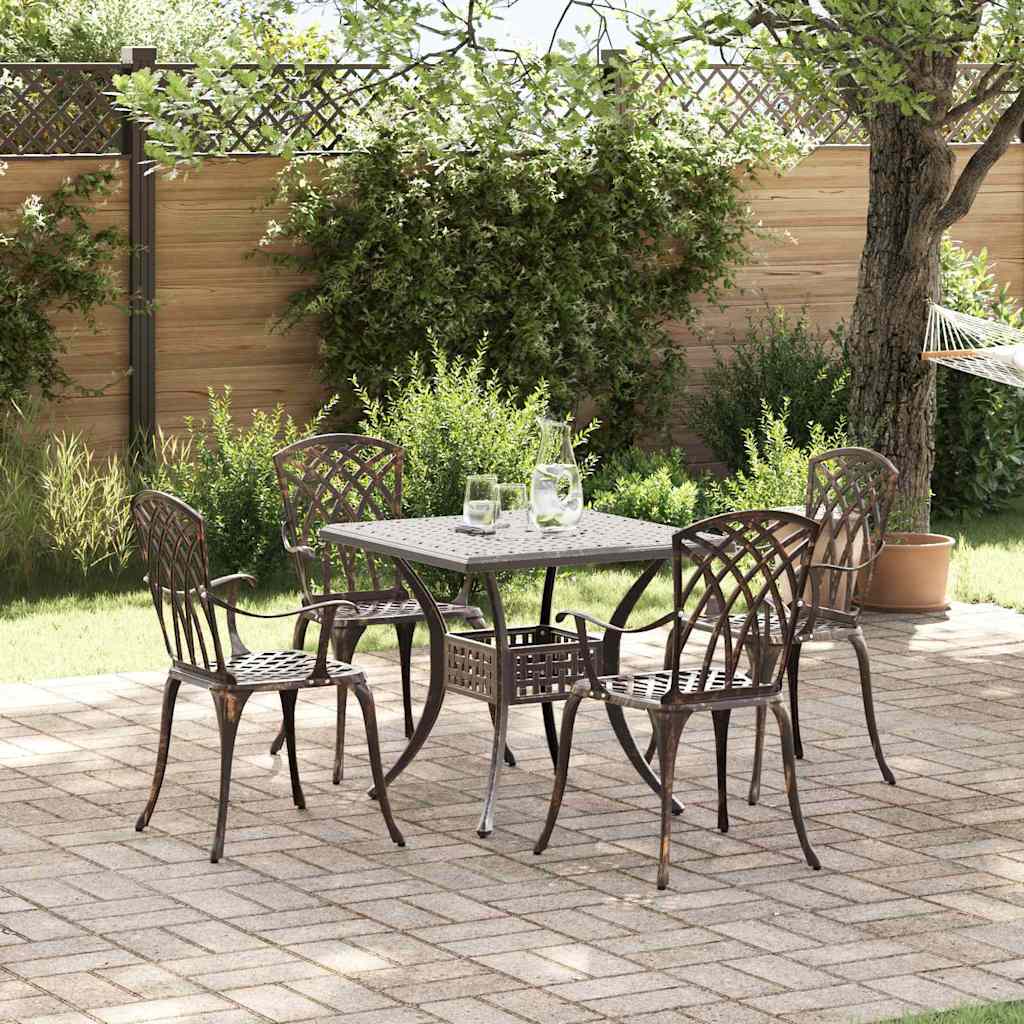 Garden Table Set 5 pcs Bronze Cast Aluminium