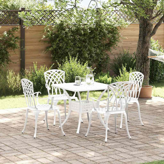 Garden Table Set 5 pcs White Cast Aluminium