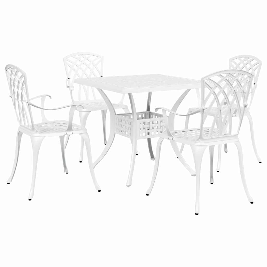 Garden Table Set 5 pcs White Cast Aluminium