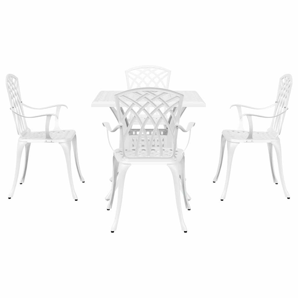 Garden Table Set 5 pcs White Cast Aluminium