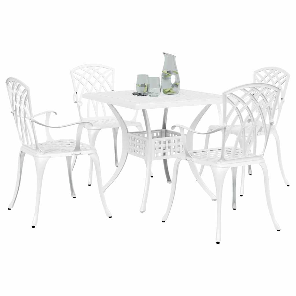 Garden Table Set 5 pcs White Cast Aluminium