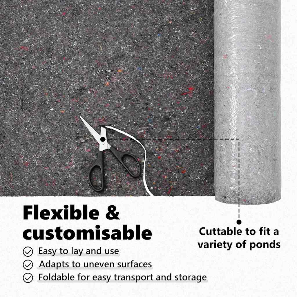 Pond Fleece Folding Grey 1 x 10 m Polyester and Cotton
