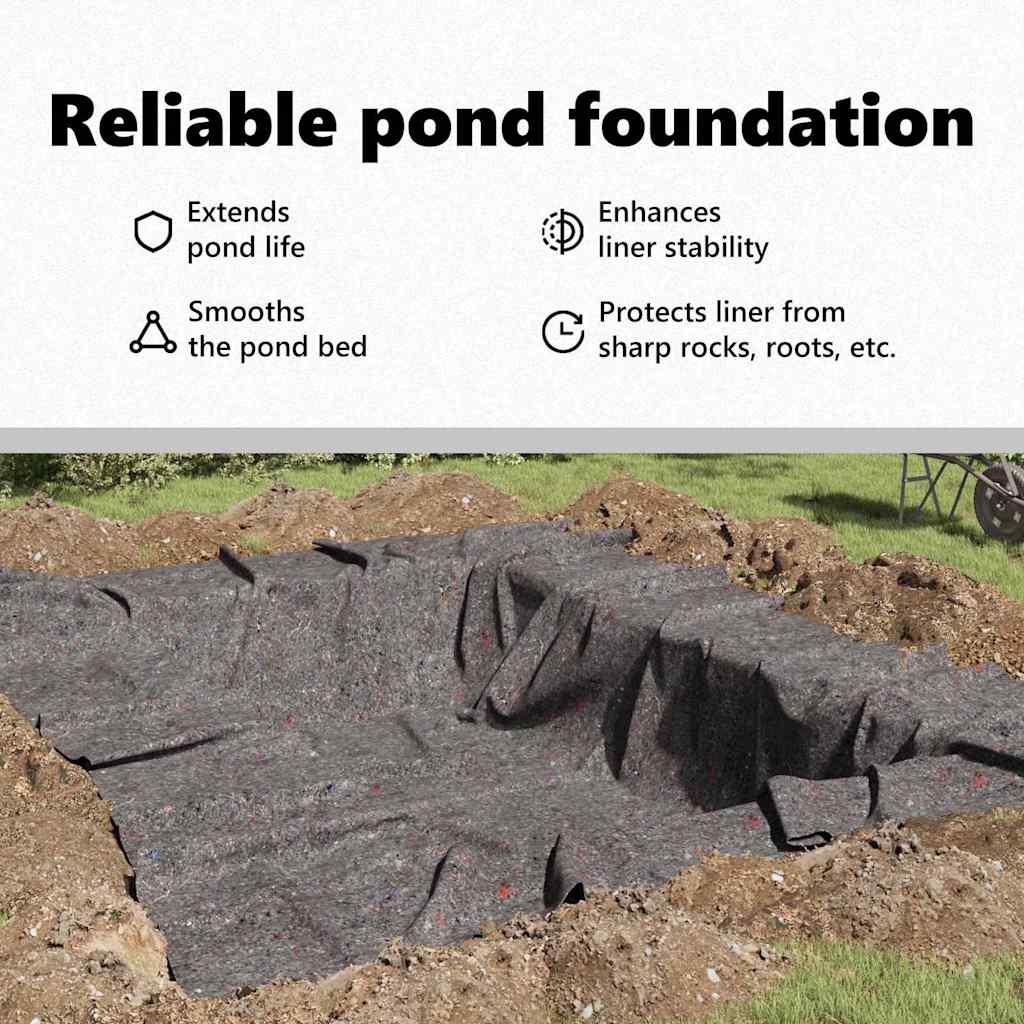 Pond Fleece Folding Grey 1 x 10 m Polyester and Cotton