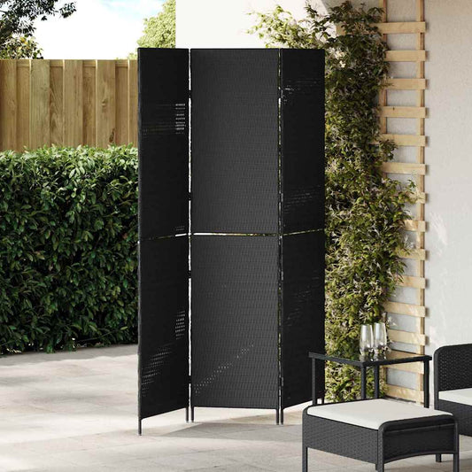 Room Divider Black 146 x 180 cm Poly Rattan