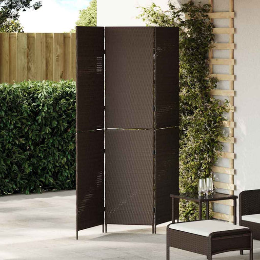 Room Divider Brown 146 x 180 cm Poly Rattan