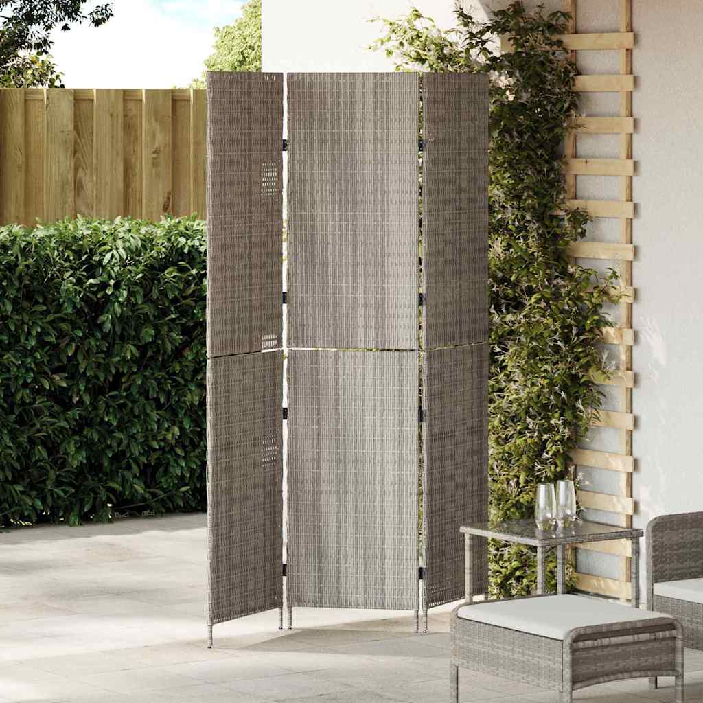 Room Divider Folding Manual Grey 146 x 180 cm Poly Rattan